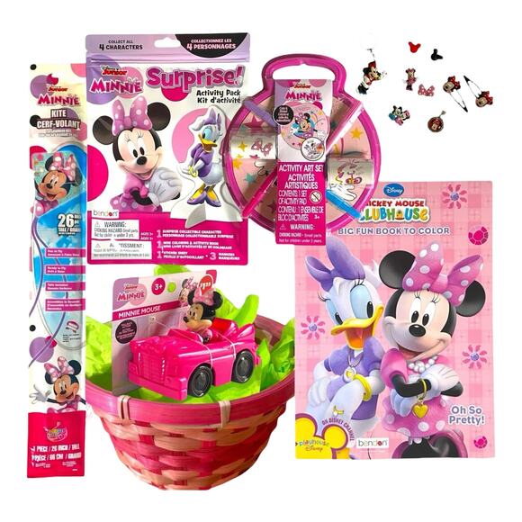 Minnie Mouse Gift Basket for Girl | Coloring Book, Toy Car, Kite, Art Set & More - Picture 1 of 10